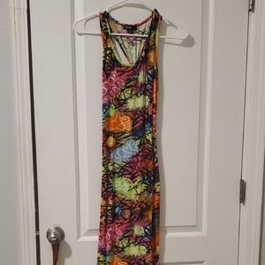 Love Orange Pink Sleeveless Bodycon Maxi Dress